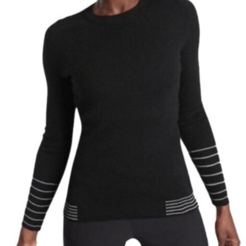 Athleta Table Rock Black Ribbed Sweater Women's Size XS Wool Blend